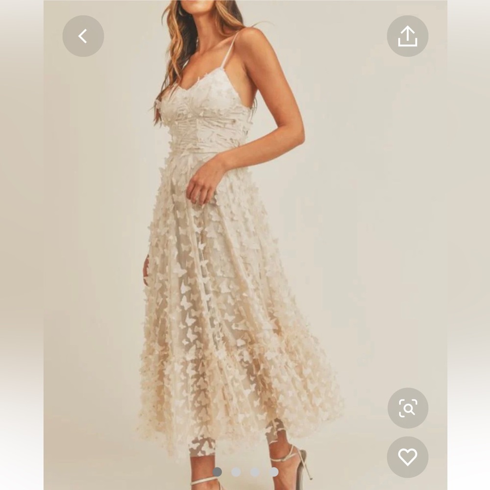 Elegant 3D butterfly Midi Dress